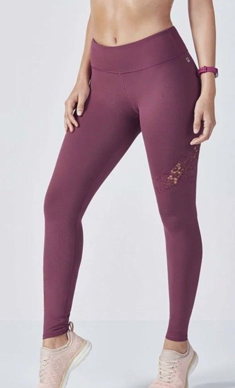 Fabletics Rocio Leggings Women’s size L Cabaret Lace Applique High Rise Yoga Pan